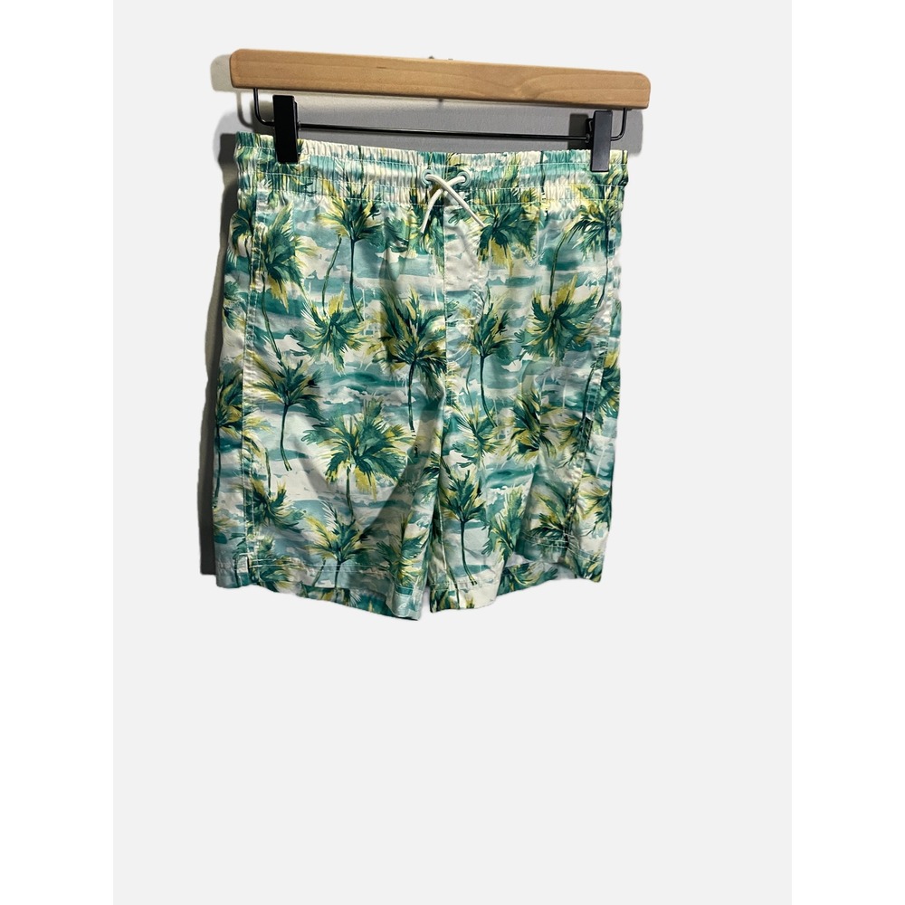 Old Navy Swim Trunks Kids‎ XL 14-16 Green Tropical Palm Tree Print Beach Summer